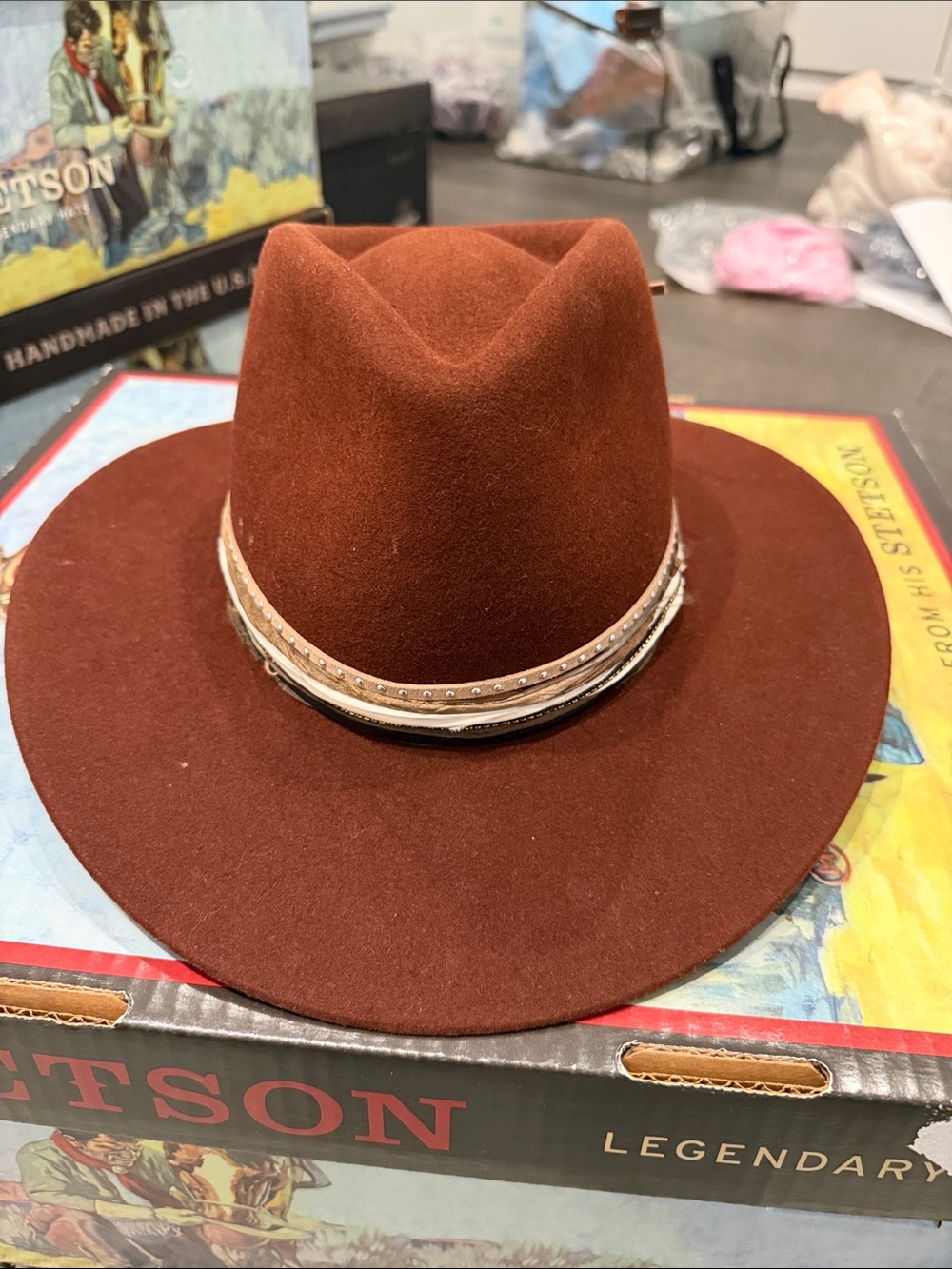Kemo sabe Russet Brown rabit Western Hat with Light Band